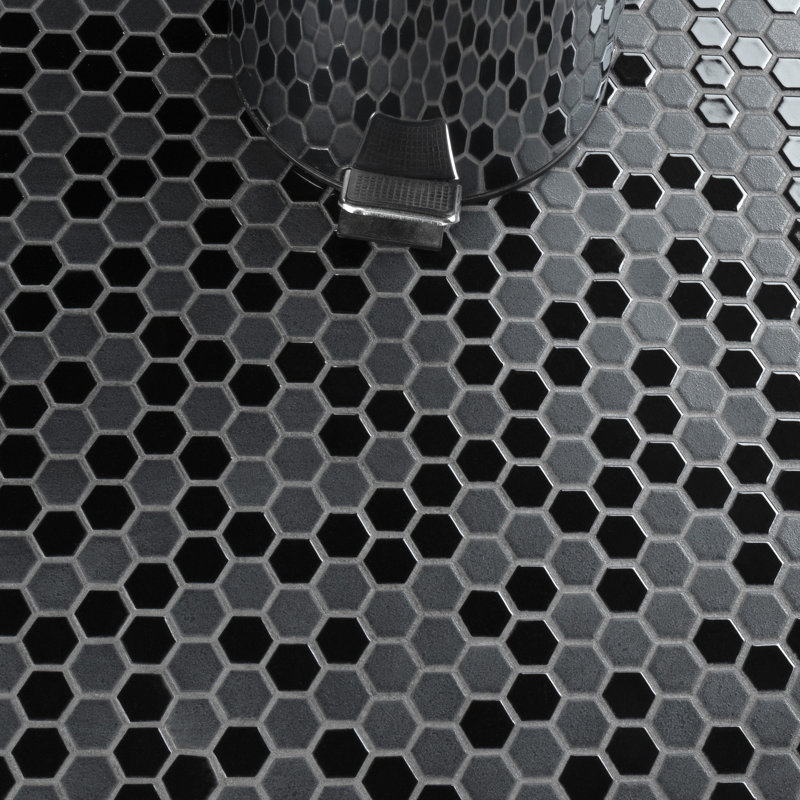 Citi Hex Black 10-1/4" x 11-7/8" Porcelain Mosaic Tile