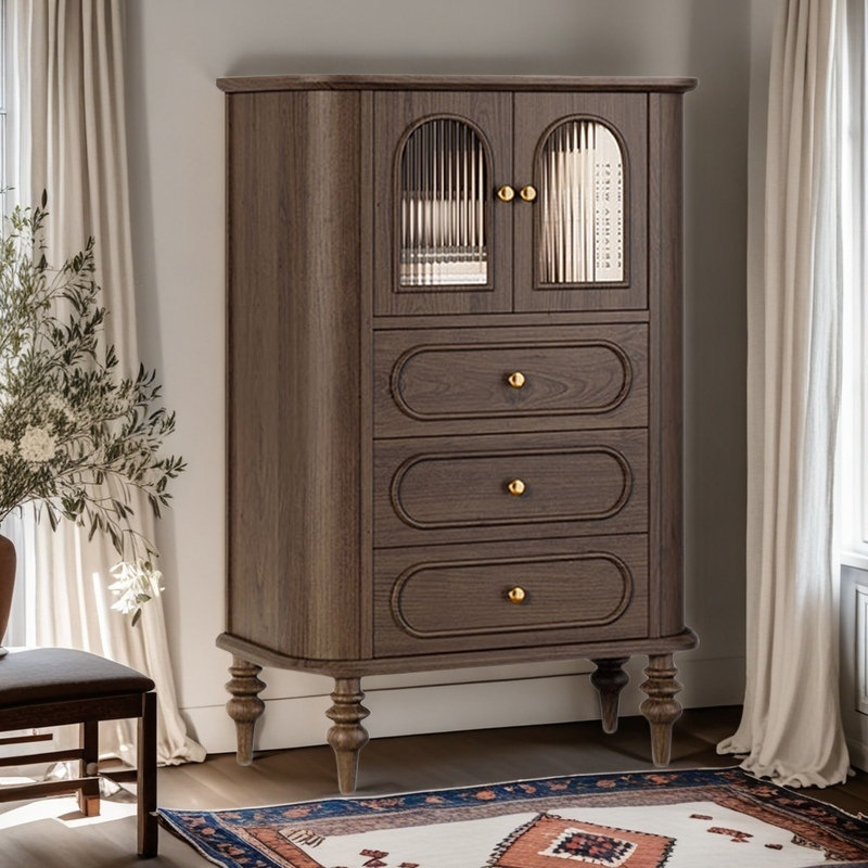 French Storage Cabinet Storage Light Luxury Minimalist Featured Cabinet, Tan