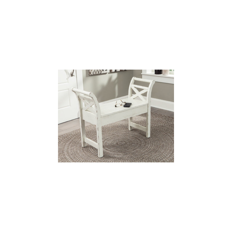 Banc de rangement à couvercle rabattable Avenly, Blanc