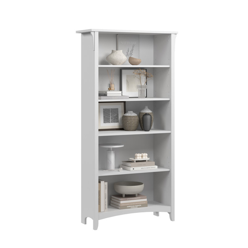 Tall 5 Shelf Bookcase in Pure White, Shiplap Gray/Pure White