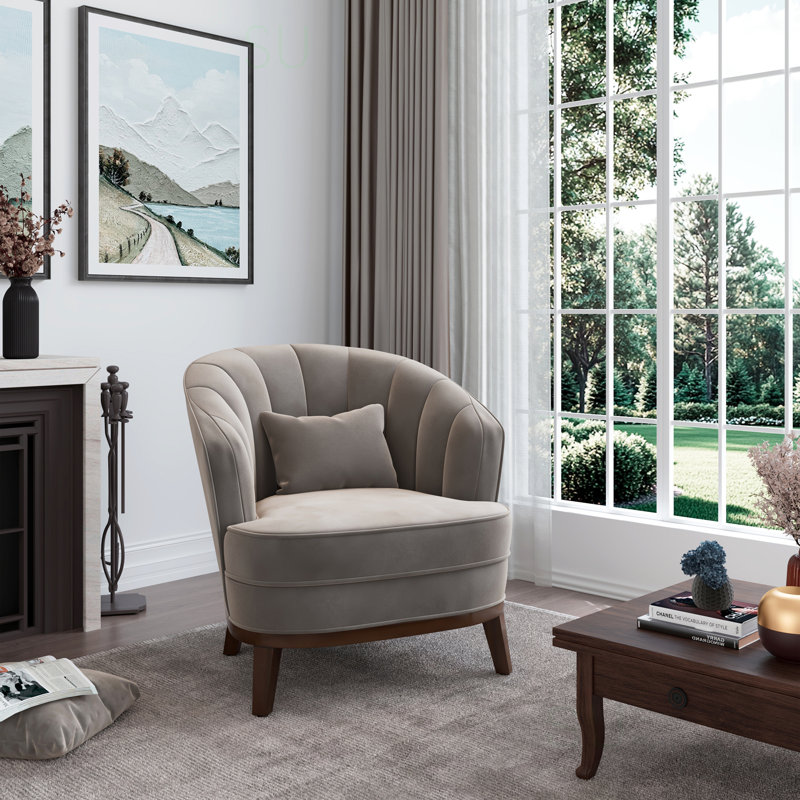 Fauteuil d'appoint rembourré Ava, Gris