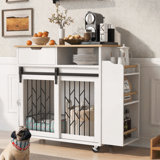 Pet-Friendly Kitchen Island End Table with Sliding Doors and Ample Storage