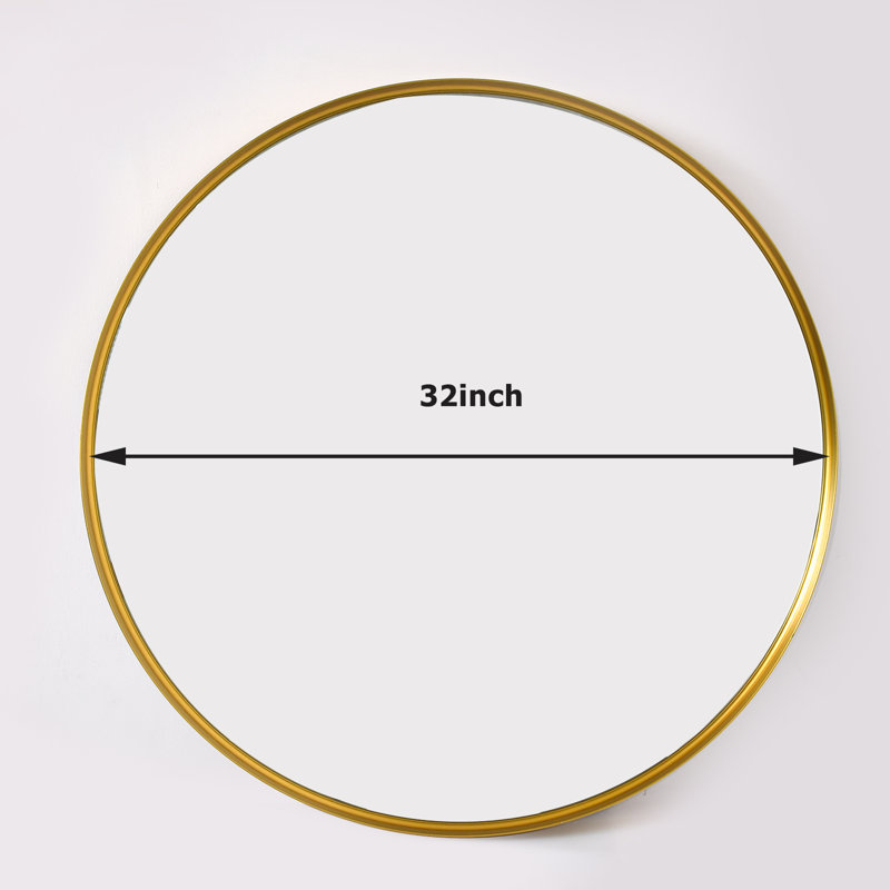 Wall Mirror Deep Framed Bathroom Mirror Wall Mounted Round Mirror,, 32" x 32", Gold