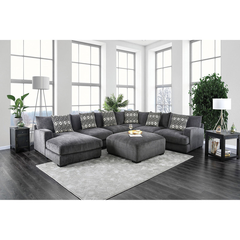 Canapé et chaise longue avec repose-pieds en chenille de 146,5 po de largeur
