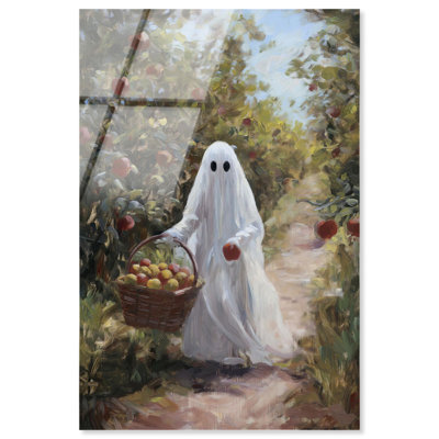 Apple Picking Ghost Acrylic Print Halloween Art Decor by Art Remedy, Ready to Hang, 30 x 45
