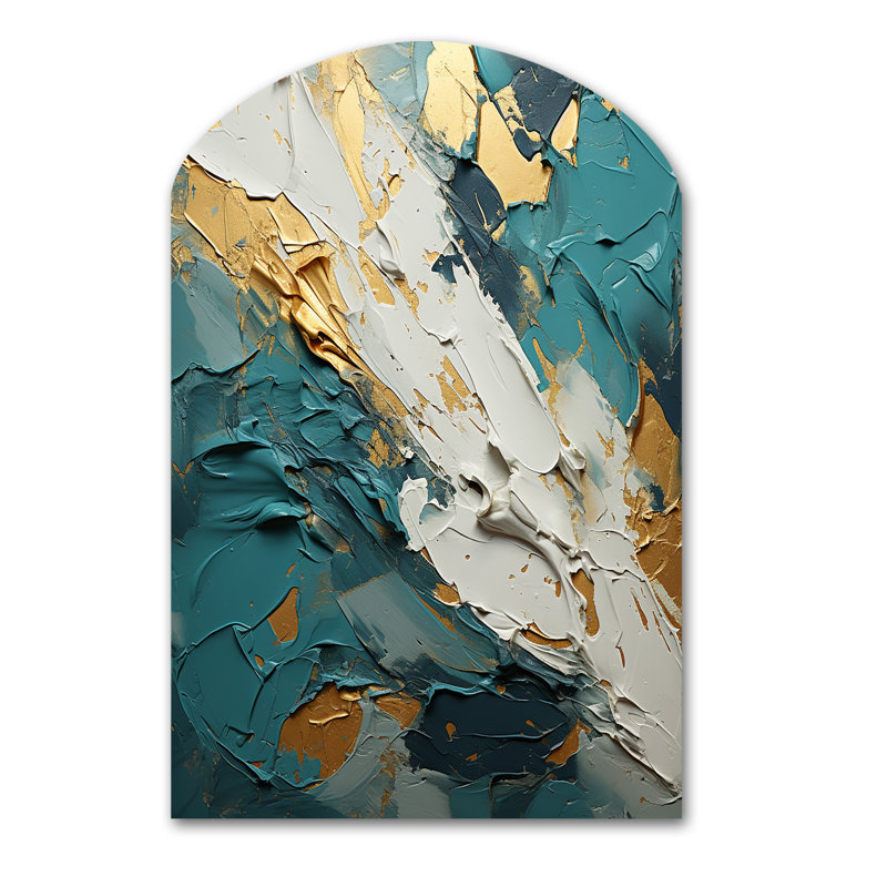 Llanas Serenity Sunset In Teal I - formes abstraites en forme d'arche, art mural asymétrique, H 43 po x l 33 po