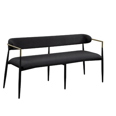 Modern Black Chenille Bench - Foam Padded Seat And Back Industrial Design With Chic Look Construction 22in Depth X 62in Width 30in Height Portable Take It You