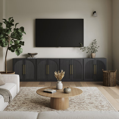 Set of 4 Modular Sideboard with Double-Arc Wood Doors by Latitude Run