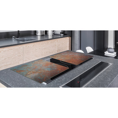 Stove Top Cover - Cooktop Burner Protector - Oxidized Rust & Teal Style Gas and Electric Burner Cover -  Festive Fit Home, 2012_LAA_OBOS01