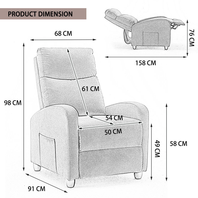 Pushback Velvet Massage Reclining, Grey Velvet