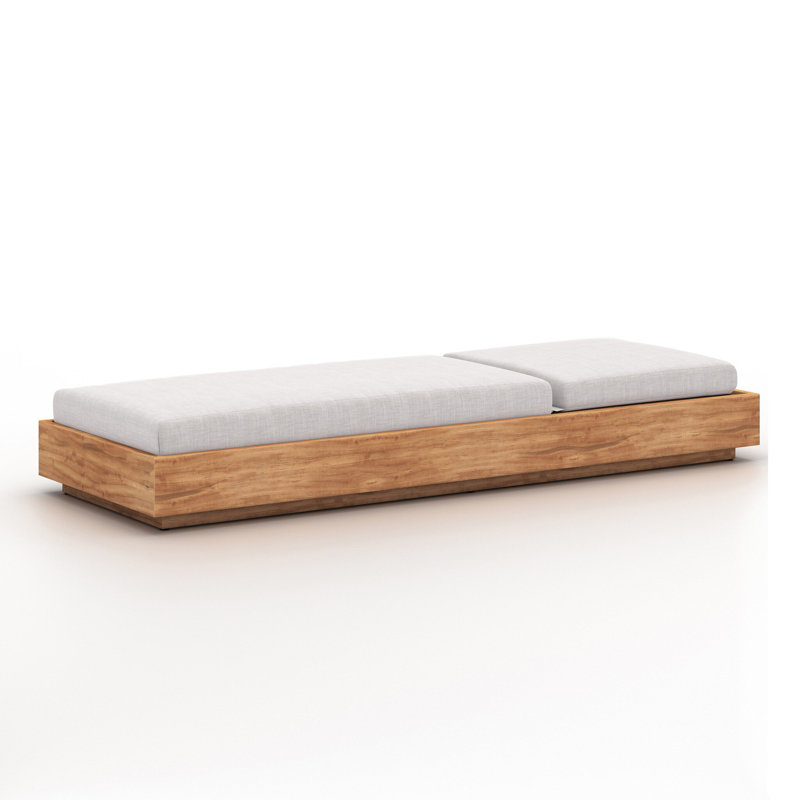 Kinta Outdoor Teak Chaise Lounge, Stone Gray