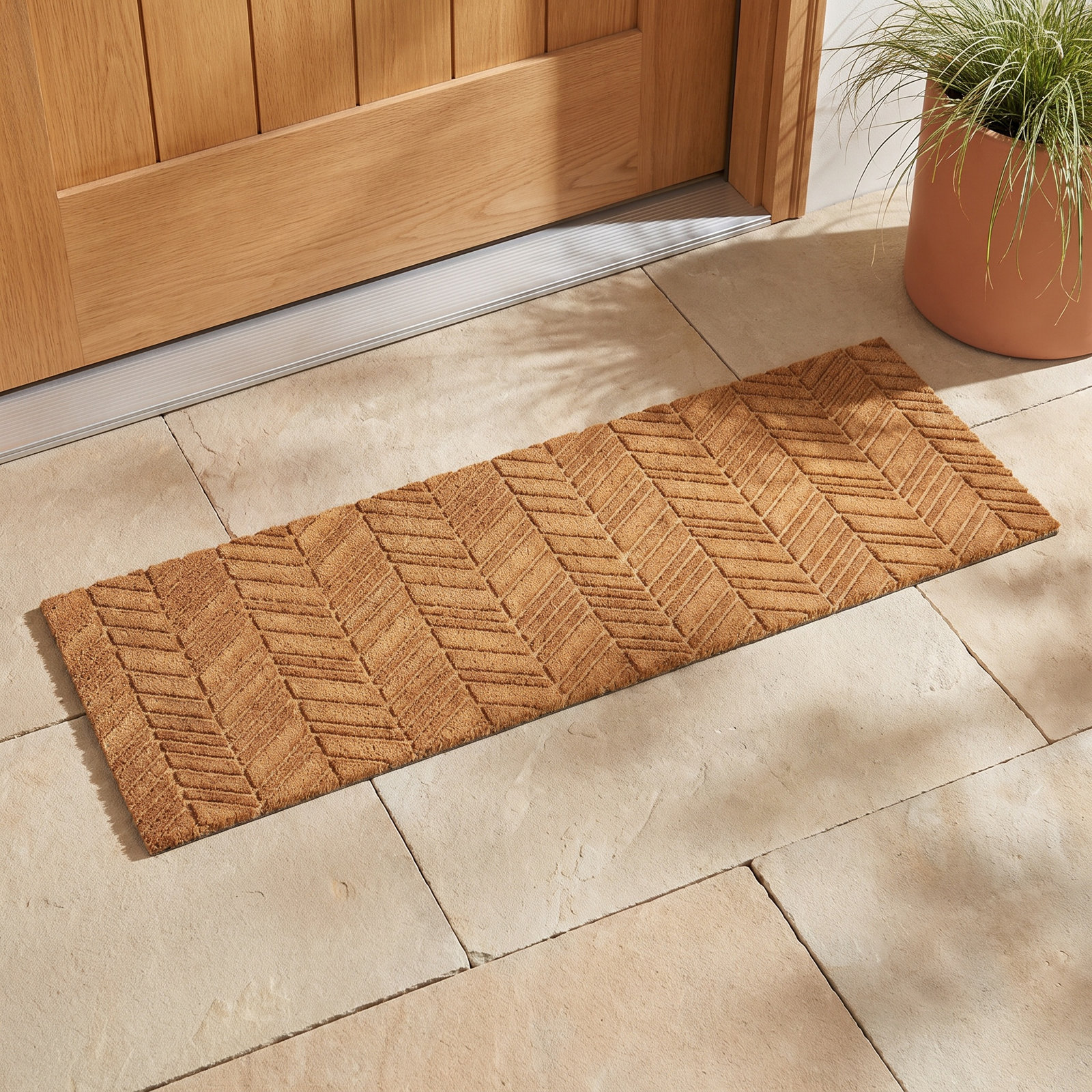 WaterHog Luxe In Vein Non-Slip Doormat, Wheat, 21.5" W x 70" L