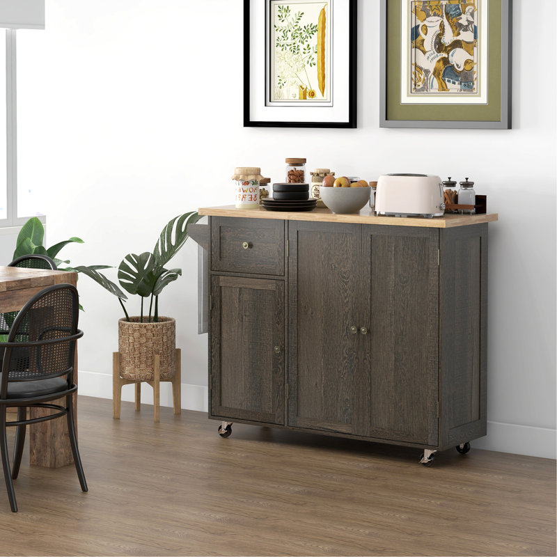 Versatile Rolling Kitchen Island With Multiple Storage And Enhanced Functionality