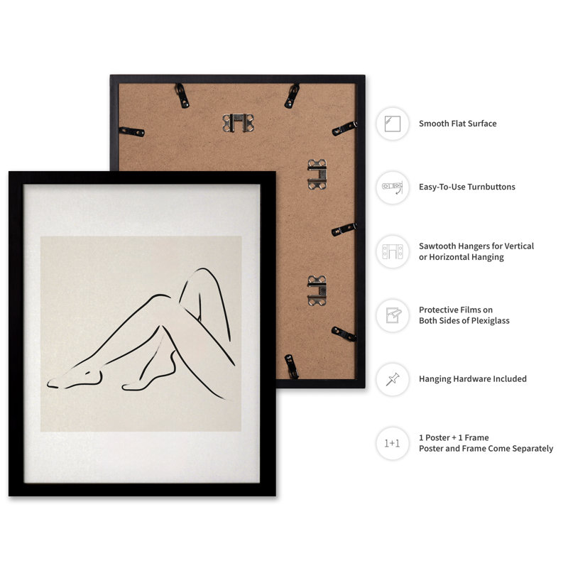 Silhouette nue n ° 3, Cadre noir, Affiche, H 24 po x l 32 po