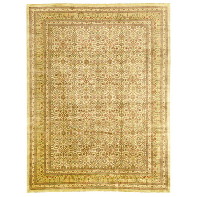 Hand Knotted Wool Area Rug in Gold