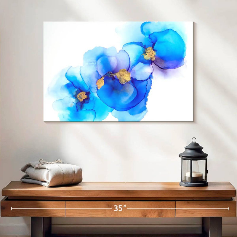 Avery Abstract Blue Flower, 16" H x 24" W