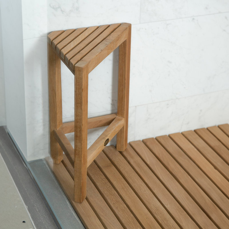 Teak Wood Brown Corner Spa Foot Rest