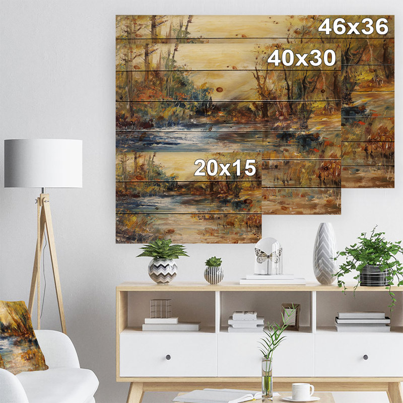 «Forest Stream», reproduction d'art sur toile Nature Stream - Stream in Forest, H 30 po x l 40 po x P 1,5 po, Bois
