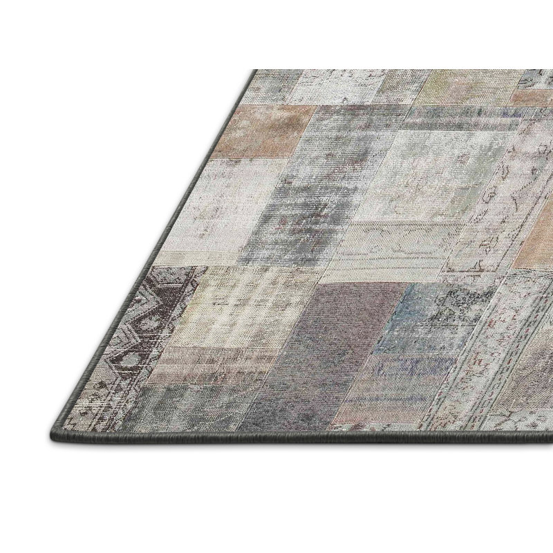 Tapis contemporain gris / brun, Rectangle 2 pi x 4 pi