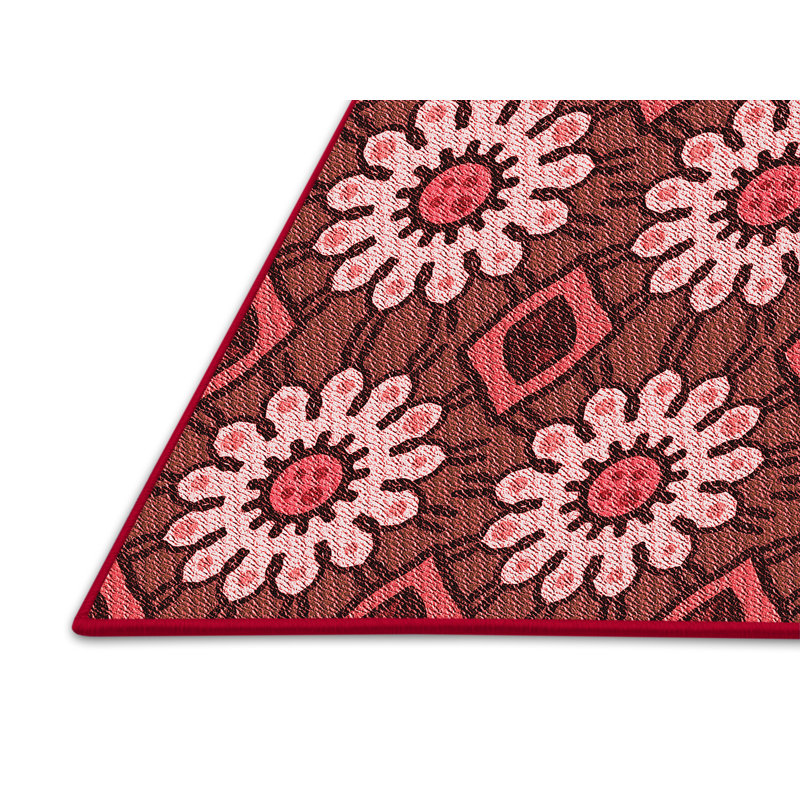 Tapis floral en laine rouge, Rectangle 8 pi x 12 pi
