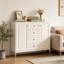Buffet de rangement 40,16 po, armoire d'appoint autoportante avec 4 tiroirs et 2 portes, armoire à tablettes réglables pour le salon, la cuisine, le vestibule, le couloir et la salle de lavage (beige)
