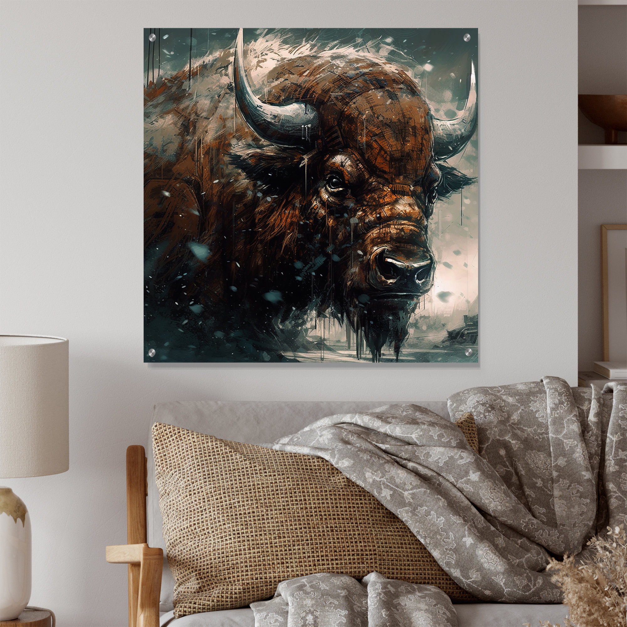 Union Rustic Bison Portrait In The Wild I - Buffalo Acrylic Wall Art ...