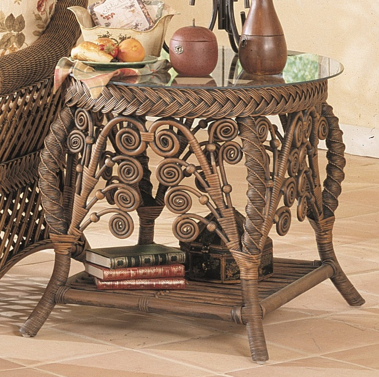 Patnode Glass Top End Table, Brownwash