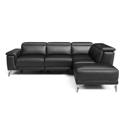 Valencia Pista Leather Reclining Sectional Sofa - Italian Nappa 11000 Top Grain Leather Couch- Power Reclining Seat With Leggett - Adjustable Headrests