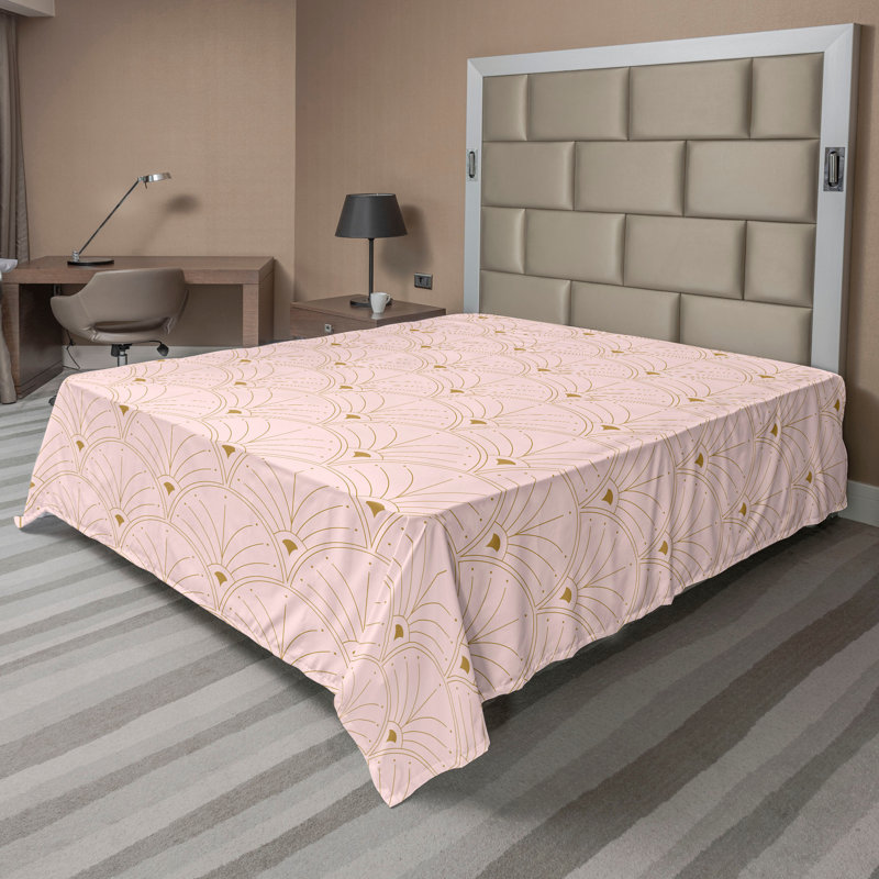 Polyester Floral Flat Sheet, Full Flat Sheet, Rose/Sand Brown