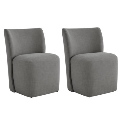 Madie Upholstered Dining Chair with Casters ( Set of 2) by Birch Lane