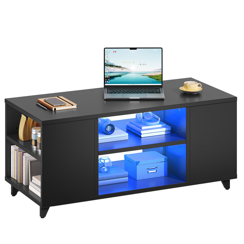 Four Leg Coffee Table with Storage, Black
