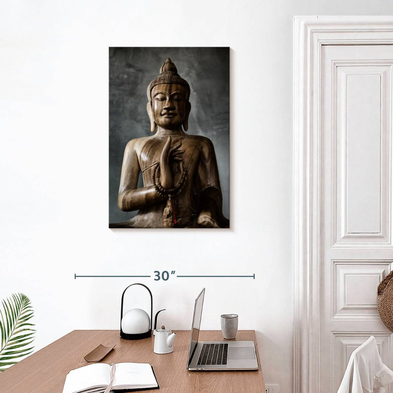 Statue de Bouddha sculptée, H 30 po x l 20 po