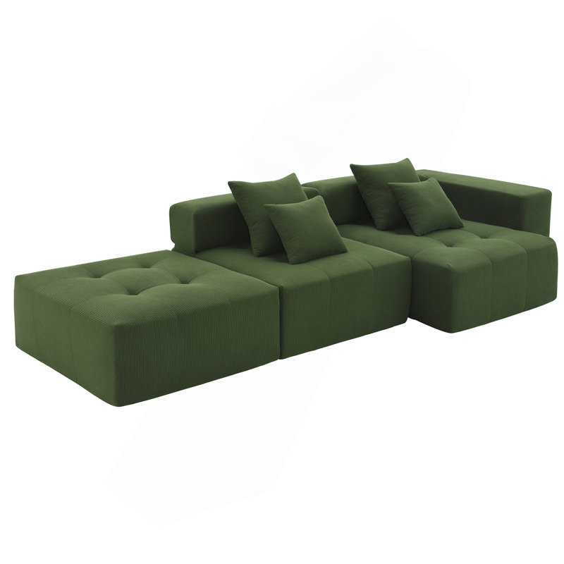 Versatile Modular Sectional Sofa With Premium For Living Room, Green Corduroy