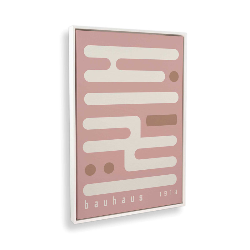 Impression sur toile «Pink Bauhaus Minimalist Circuitry II» , H 18,75 po x l 12,75 po, Blanc opaque
