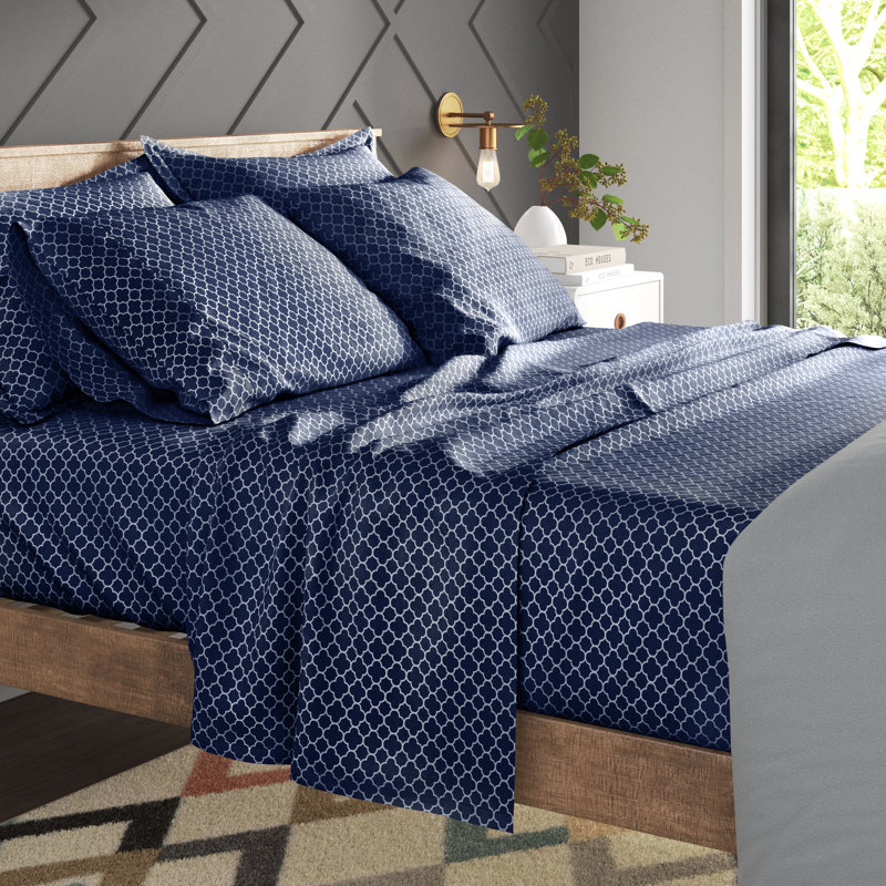 Ensemble de draps Edinburg, Bleu marine, Grand