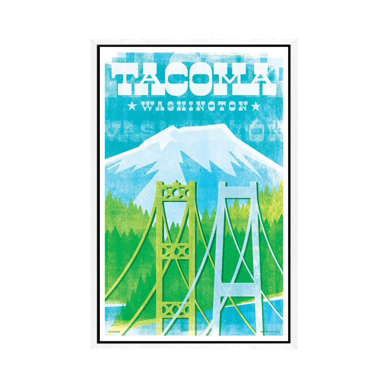 Tacoma Bridges Travel II by Jim Zahniser - Print on Canvas, 66.04cm H x 45.72cm W x 3.81cm D, White Framed