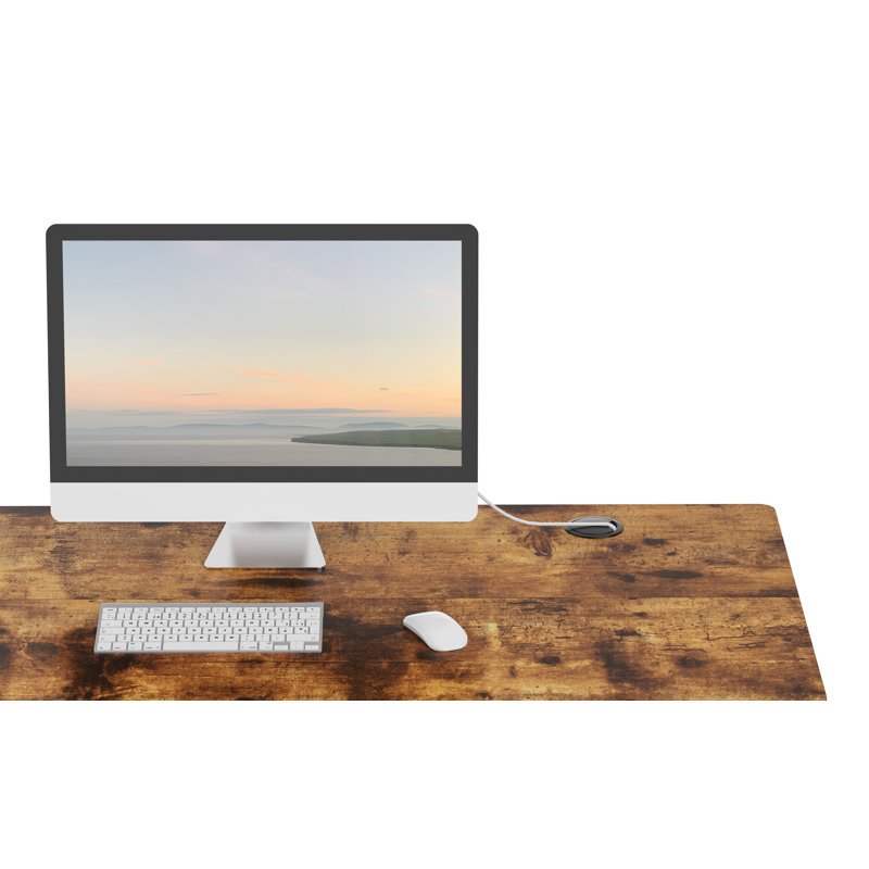  Bureau assis-debout avec ports USB et rangement en brun