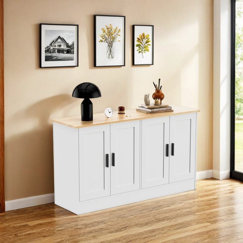 53.1" W 4 Door Buffet Cabinet, Coffee Bar Cabinet With Adjustable Shelf, Kitchen Buffet Sideboard For Living Room, Kitchen