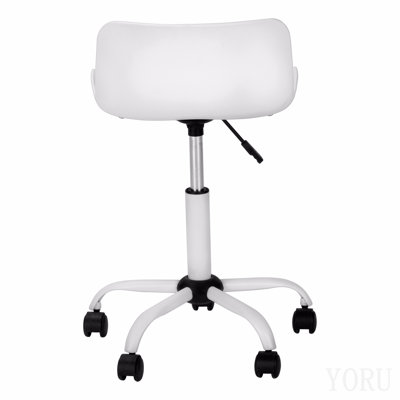 Chaise de bureau, hauteur réglable, pivotante, ergonomique, bureau d'ordinateur, travail, juvénile, aspect cuir blanc, métal blanc, contemporain, moderne