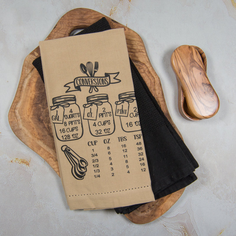 Measurement Conversion Wheat and Black Two Towel Set