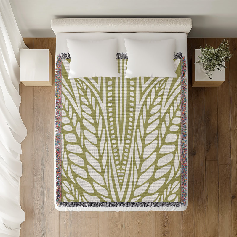 Jeté en coton Buga Abstract Pirnt, Jeté 50 po x 60 po, Beige