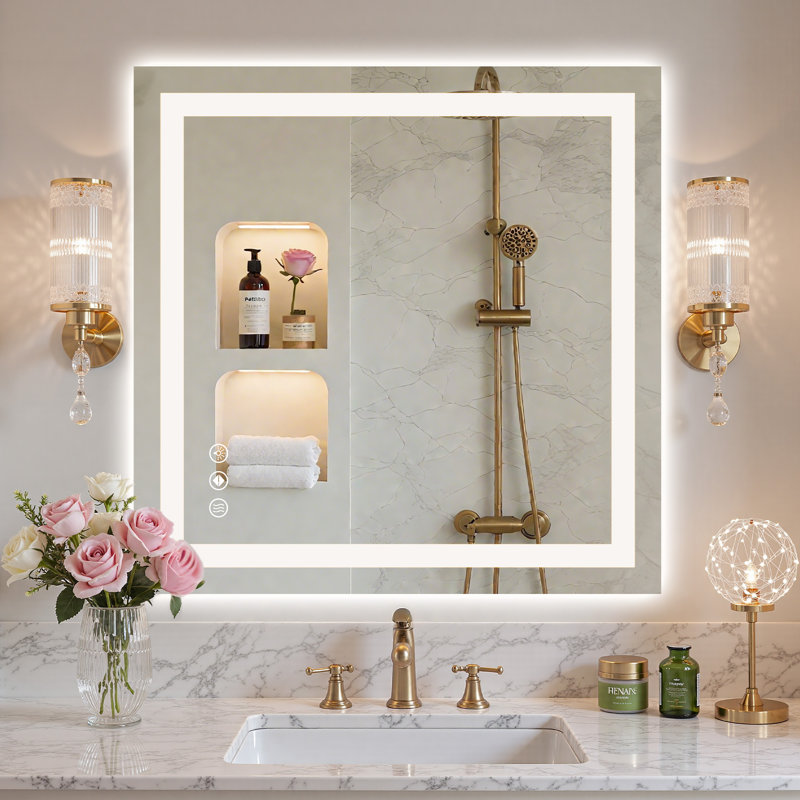 Moxon Anti-Fog Dimmable LED Bathroom Vanity Mirror, 36" x 36"