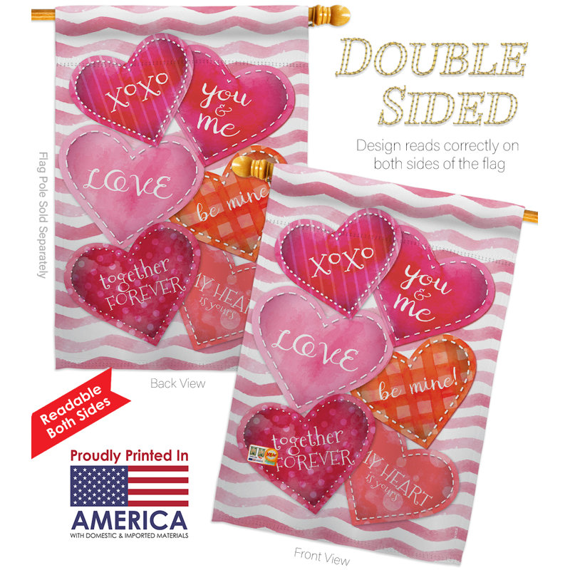 Double Sided 40'' H x 28'' W Polyester Valentine's Day Flag Set
