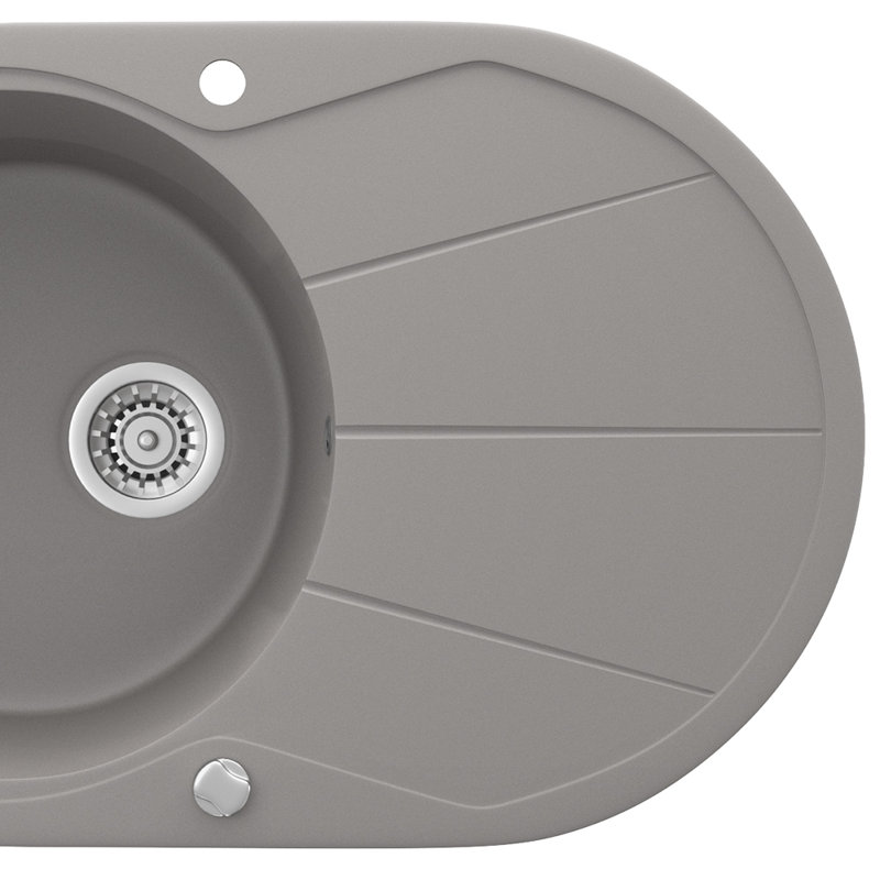 Dakota Fields Christabelle 500mm W Single Bowl Granite Drop-In Kitchen Sink with 1 Faucet Hole, Concrete