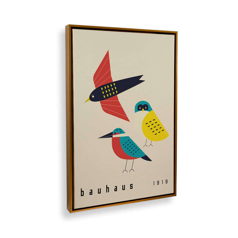Toile roulée Bauhaus Birds of 1919, Cadre flottant or poli, H 18,75 po x l 12,75 po x P 1,75 po