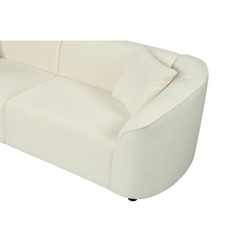 Canapé 87 po à 3 places courbé en peluche avec un design épuré et une structure durable, Beige