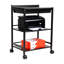  Chariot avec compartiment couvert, organisateur de bureau, rangement, 3 niveaux, bureau, métal, noir-110457690