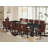 13-piece Dining Table Set a Rectangular Kitchen Table and 12 Burgundy Polyester fabric Dining Chairs, Wire Brushed Black Finish.-122201380