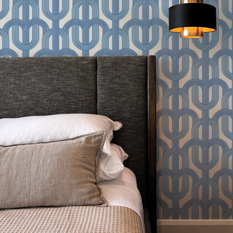 Shayla 16.5' L x 20.5" W Peel and Stick Wallpaper Roll, Blue