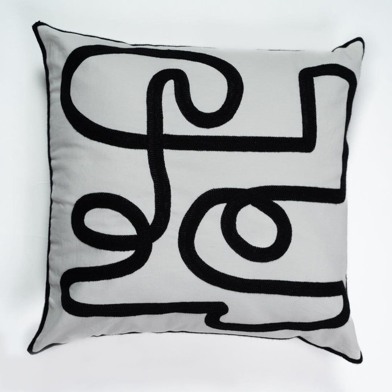 Bortola Abstract Square Euro Pillow Cover, Black